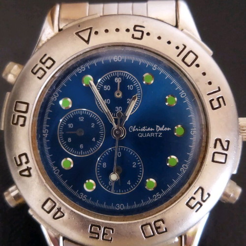 Christian Delon Quartz men's wristwatch, turquoise, chronograph