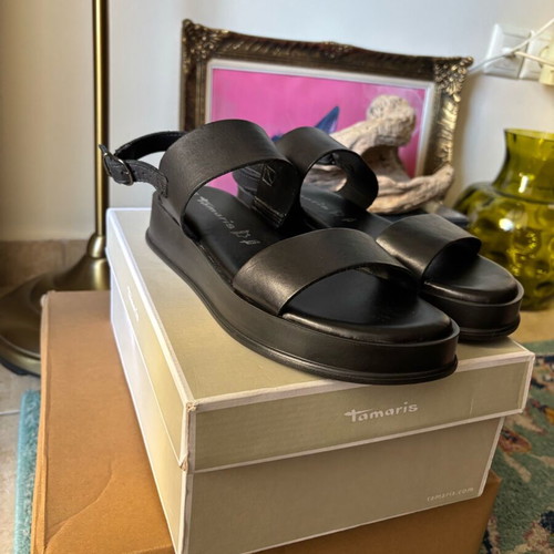 Tamaris leather sandals like new, black, size 41