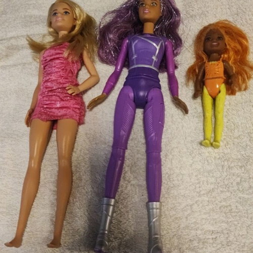Authentic Barbie dolls used, set of 3