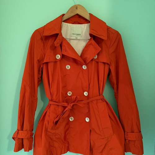 Henry Cottons red lightweight jacket used with detachable hood