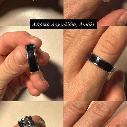 Men's Steel Rings Set like new, black and silver