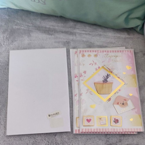 Happy Birthday greeting cards set of 4 new with pink bears