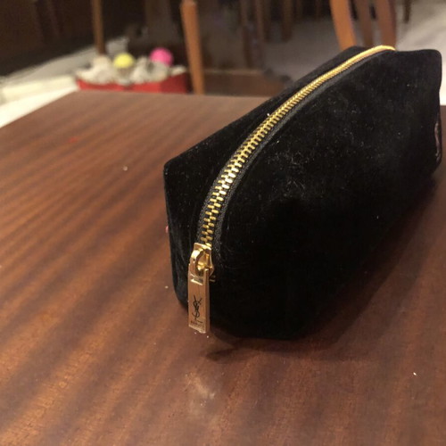 Yves Saint Laurent Beauté black velvet cosmetic pouch