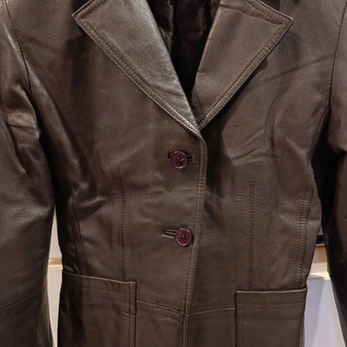 Brown leather jacket unisex Small like new, genuine leather