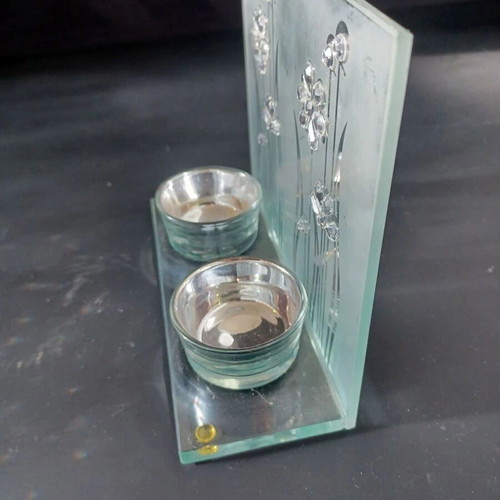 Glass Candle Holder for Tealight like new, 14 cm height