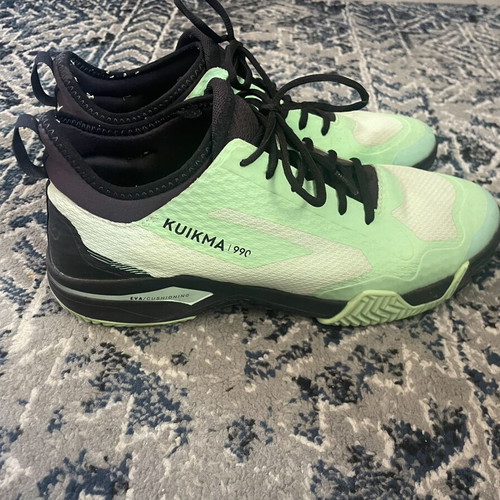 Kuikma padel shoes used, size 45, black and turquoise