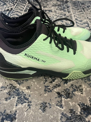 Kuikma padel shoes used, size 45, black and turquoise