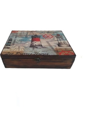 Wooden storage box Faros new, handmade with decoupage