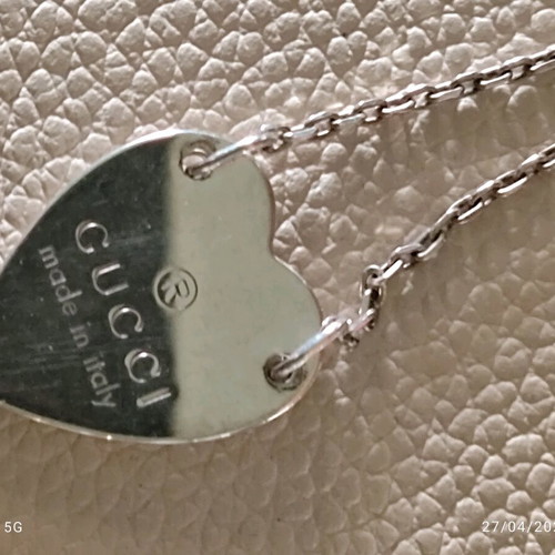 Gucci silver 925 heart pendant necklace unisex like new