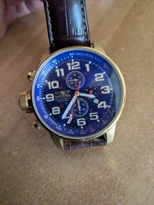 Invicta I-Force 3329 men's watch 46mm used, blue dial, brown strap