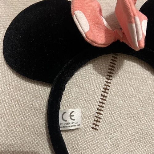 Minnie Mouse Kids Headband like new, Marks & Spencer, black and pink polka dots