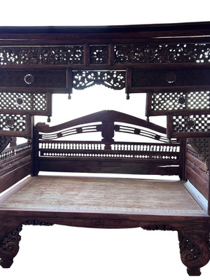Balinese traditional king size canopy bed used, solid teak