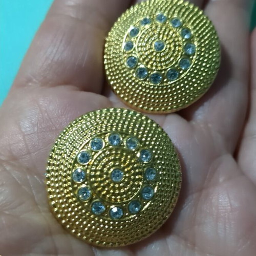Italian gold-plated clip earrings like new, 3 cm diameter