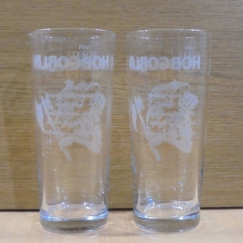 Hobgoblin beer set of two used promotional glasses 0.5l