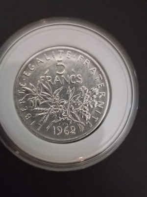Silver French coin 5 francs 1962 like new
