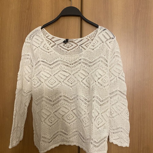 H&M Crochet Blouse new, white, size L