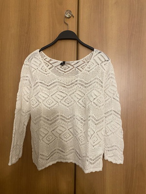 H&M Μπλούζα κροσέ καινούργια, άσπρη, μέγεθος L
