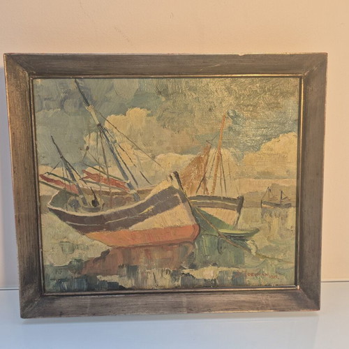 Jacobus Moerman Oil Painting Marine Cabinet Piece, Ostend 1939