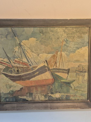 Jacobus Moerman Oil Painting Marine Cabinet Piece, Ostend 1939