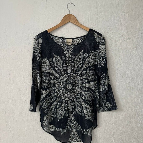 Julie Fagerholt tunic, cotton with silver metallic thread
