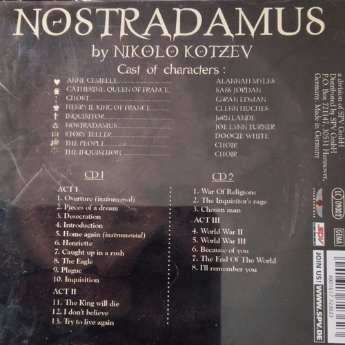 Nikolo Kotzev Nostradamus 2CD used, metal rock opera