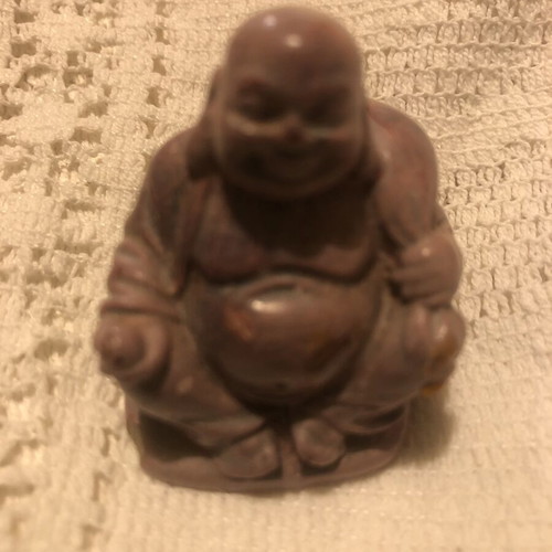 Vintage carved Laughing Buddha figurine used, soapstone, height 5 cm