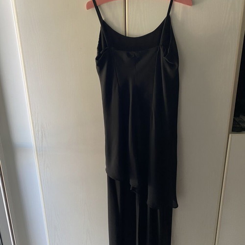 A.L.E. long black dress with straps and extra fabric, size M, viscose