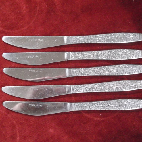 Vintage TWA Trans World Airlines knives set of 5, used, stainless steel