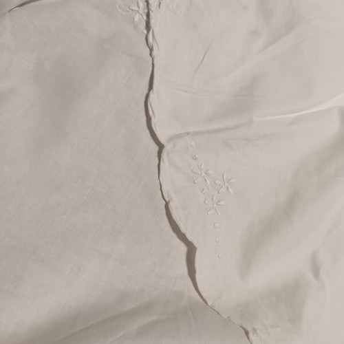 Handmade white embroidered round tablecloth like new