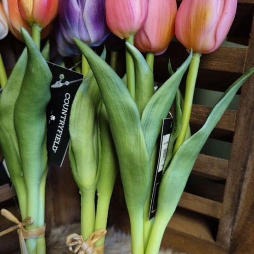 Faux tulips, 28 cm, assorted colors