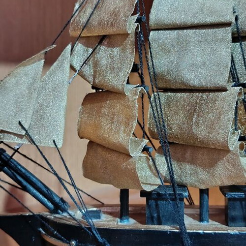 Cutty Sark decorative wooden ship used with gold sails