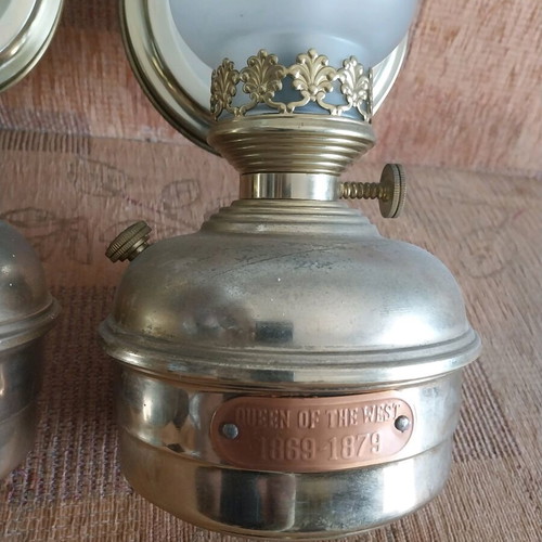Vintage oil lamps used, converted to electric, set of 2