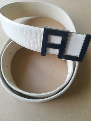 Armani Jeans white genuine leather belt used unisex