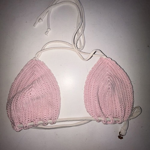 Handmade swimsuit like new, white and pink, size S