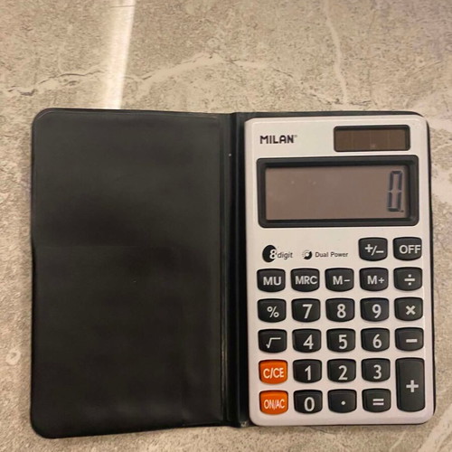 Milan Dual Power pocket calculator with case