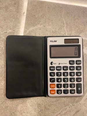 Milan Dual Power pocket calculator with case