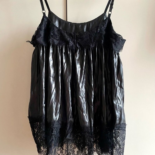 Milla lingerie top new, black satin with lace and straps