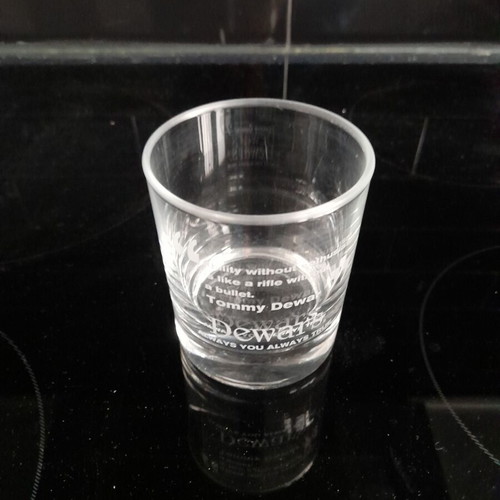 Dewar's whiskey glass used, collectible with quote