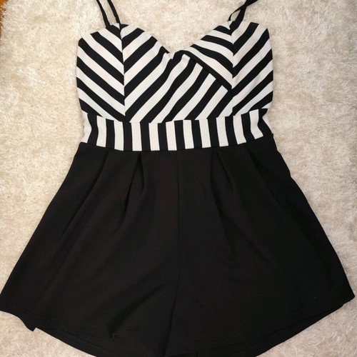 Evening one-piece shorts like new, black and white, One Size