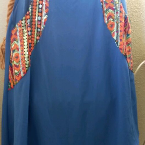 Boho style women's top blue, size L, like new