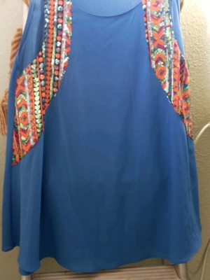 Boho style women's top blue, size L, like new