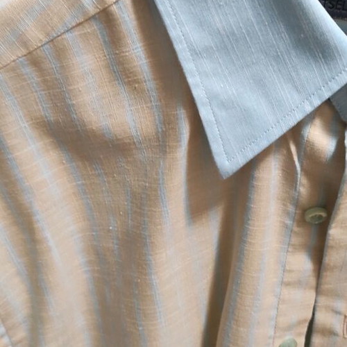 Makis Tselios linen shirt like new, size S, beige and turquoise