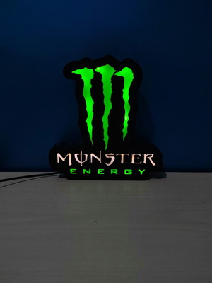 Monster Energy lamp with USB, like new, 19x19cm