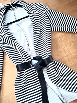 Assos striped black and white jacket with belt size M 38 10 new