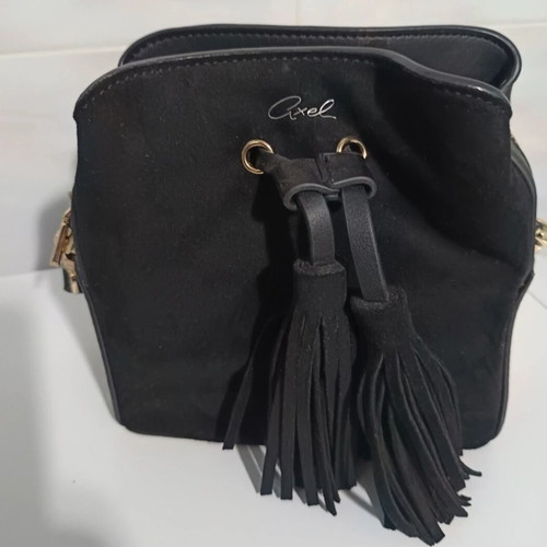 Axel leather crossbody bag black new with tassels and three compartments
