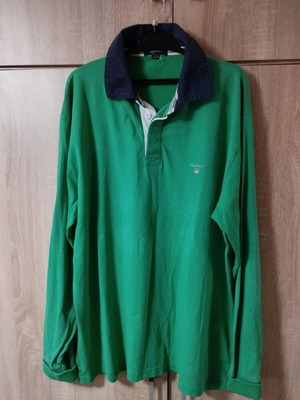 Gant men's authentic long-sleeve polo XXL like new, blue and green