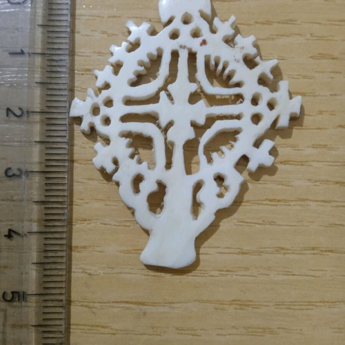 Ethiopian bone cross vintage used