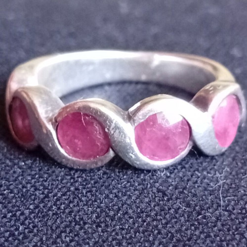 Silver ring 925 with natural rubies, used