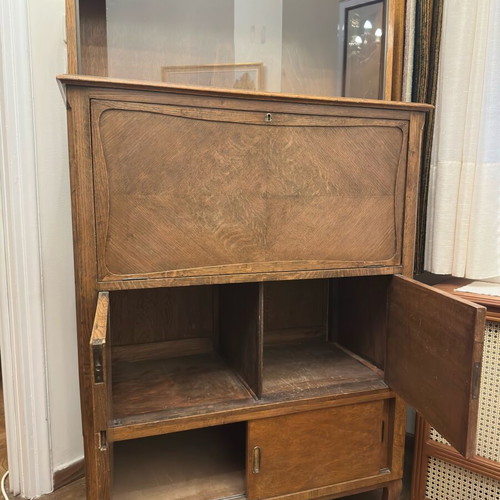 Vintage wooden Secretaire desk used with display cabinet