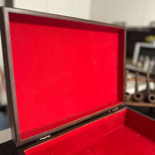 Jewelry box luxurious like new, brown with red velvet lining